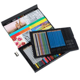 Premium Art Pencils, Magicfly 60 Assorted Pencil Set for Sketching Drawing Coloring Pencil, Including Charcoal Pencil, Watercolor, Colored, Drawing, and Metallic Color Pencils, Color Name on Pencil