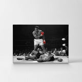 A Famous Picture - Muhammad Ali vs Sonny Liston/Red Gloves Canvas Print First Minute First Round/Knockout/Decorative Art Wall Decor Artwork- Ready to Hang -%100 Handmade in The USA - ALIH38_C