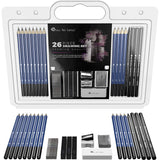 Castle Art Supplies 26 Piece Drawing and Sketching Pencil Art Set: Perfect for Beginners, Kids or Any Aspiring Artist - Includes Graphite Pencils and Sticks, Charcoal Pencils, Erasers and Sharpeners