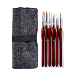 OOKU Detail Paint Brush Set 6 Pc - Professional Tiny Minature Fine Detail Brushes for Art Painting, Face Painting, Miniatures, Detailing, Model Craft Art Painting - Black Wooden Handle