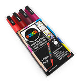 Uni POSCA - PC-3M Art Paint Markers - Set of 4 - In Plastic Wallet - Red Tones