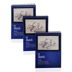 3 Pack Sketch PAD, 240 Sheets, 8.3"x 11.7", 68lbs-100g/m2, Drawing and Sketch Paper, Acid Free, Ideal for Pen, Pencil, Watercolors, Charcoal, Graphite and More, Top Spiral-Bound, Micro-Perforated (3)