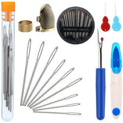 Zhanmai 46 Pieces Sewing Tools Set Includes Sewing Thimble Finger Protector Hand Needles Large-Eye Knitting Needles Seam Ripper Needle Threader Yarn Scissor