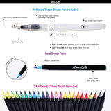 24 Watercolor Brush Pen Set w/Refillable Water Brush Pen- Watercolor pens Brush Set with Flexible Nylon Brush tip- Watercolor Brush Markers for Artists, Kids and Adults- Calligraphy-Painting-Drawing
