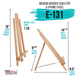 U.S. Art Supply 14" Medium Tabletop Display Stand A-Frame Artist Easel - Beechwood Tripod, Painting Party Easel, Students Classroom Table School Desktop, Portable Canvas Photo Picture Sign Holder