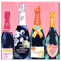 The Oliver Gal Artist Co. Drinks and Spirits Wall Art Canvas Prints 'Pass The Bottle!' Home Décor, 16" x 16", Black, Pink