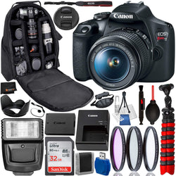 Canon EOS Rebel T7 DSLR Camera with 18-55mm Lens(2727C002 USA) Professional Bundle Package Deal - 2727C002 - USA Warranty - SanDisk Ultra 32GB SDHC Memory Card + Professional Backpack + More