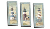 wallsthatspeak Set of 3 Lighthouse Art Prints Beach Country Coastal Decor (8x20 Stretched Canvas 3-Pack)