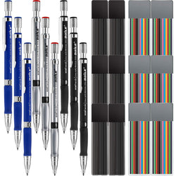 Jovitec 21 Pieces 2.0 mm Mechanical Pencil Set, 9 Pieces Automatic Pencils and 12 Cases Lead Refills (Color and Black) for Draft Drawing, Writing, Crafting, Art Sketching