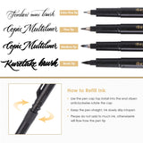 Hand Lettering Pen, 4 Sizes Black Calligraphy Pens Brush Markers Set for Beginners Signature Writing Art Drawing Illustration Sketching Bullet Journaling, Planner, Design, Refillable