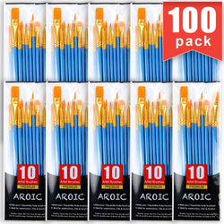 Painting Brush Set, 10 Packs /100 Pieces, Nylon Brush Head, Suitable for Oil and Watercolor, Perfect Suit of Art Painting, Best Gift for Painting Enthusiasts.