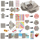 Explosion Photo Box(Gray) - Pre Assembled! Great As A DIY, Birthday Gift Or Album for a Boyfriend/Girlfriend. Full Scrapbook Kit For Any Suprise Or Valentine, Anniversary Or Christmas by Hoppin Crafts