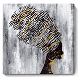 amatop Large Framed African American Wall Art Fashion Women Portrait Gold and Black Canvas Print for Living Room Bedroom Girl Room Decor 32x32inch