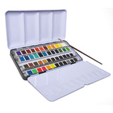 48 Half Pan Watercolor Paint Set Assorted Vibrant Color Paints - Compact & Lightweight Palette in Metal Carrying Case, Ideal Travel Set for Beginners, Students & Professional Artists