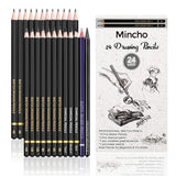 Premium Sketch Drawing Pencils - 24 Piece Professional Pencils Set Includes Graphite, Charcoal and Eraser Pencils (7H-14B), Shading Graphite Pencils for Adults & Kid Artists, Sketching