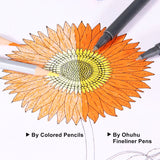 Ohuhu 10 Colors Fineliner Pens, 0.4mm Colored Fine Line Marker Marking Pen for Journal Book Sketch Drawing Fine Liner Coloring Book