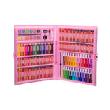 H & B 168-Piece Deluxe Art Set Art Supplies for Drawing, Painting and More in a Plastic Case Crayon Oil Pastel Paint Brush Drawing Tool Art School Stationery Set-Pink