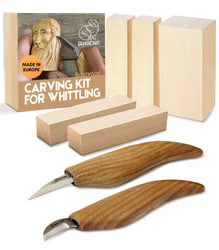 BeaverCraft Wood Carving Kit S16 - Whittling Wood Knives Kit - Widdling Kit for Beginners - Wood Carving Knife Set Wood Blocks Blank (Whittling Knives Kit)