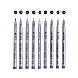 TOUCHLECAI Black Micro-Pen Fineliner Ink Pens Technical Drawing Waterproof Archival Micro Fine Point Drawing Pens for Sketching, Anime, Manga, Comic,Artist Illustration，Set of 9