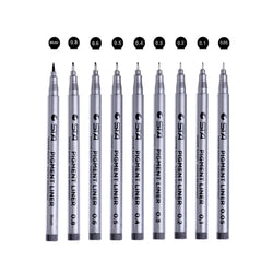 TOUCHLECAI Black Micro-Pen Fineliner Ink Pens Technical Drawing Waterproof Archival Micro Fine Point Drawing Pens for Sketching, Anime, Manga, Comic,Artist Illustration，Set of 9