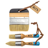 1st Place Ultra Chalk & Wax Natural Bristle Brush Set - 2 Piece Brush Set & 4" Flat Brush - (3 Brushes)