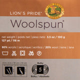 Lion Brand (3 Pack) Woolspun Acrylic & Wool Soft Coffee Brown Yarn for Knitting Crocheting Bulky #5