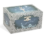 Jewelkeeper Girl's Musical Jewelry Storage Box with Twirling Fairy Blue and White Star Design, Swan Lake Tune