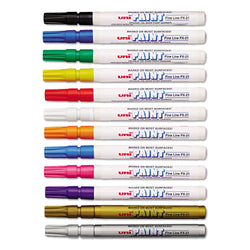Sanford 63721 Uni-Paint Oil Based Marker, Fine Point, Assorted Inks, 12/Set