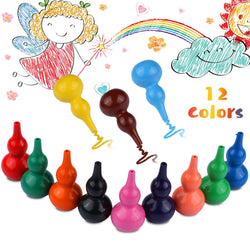 Crayons for Toddlers, Palm Grip Crayons Set 12 Colors Non Toxic Crayons Washable Paint Crayons Stackable Toys for Kids Infants, Baby,Children,Boys and Girls(Gourd-Shaped)