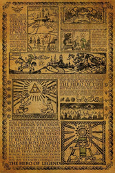 Pyramid America Zelda Story of The Hero Time Legend Mythology Timeline Video Game Gamer Cool Wall Decor Art Print Poster 24x36