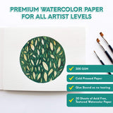 Watercolor Pad - 30 Sheets, 8.5 x 11 Inches, 300gsm, Cold Pressed Watercolor Paper Perfect for Blending and Layering - for Professionals and Students - MozArt Supplies
