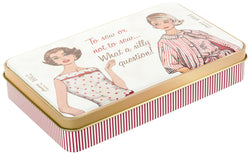 Simplicity Vintage Fashion 60's Tin Box Travel Sewing Kit, 7.5" L x 4.5" W x 1.2" H.
