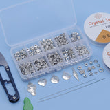 Spacer Bead 300PCS 10 Style Silver Jewelry Bead Charm Spacers Alloy Spacer Beads Kit Jewelry Findings Accessories with 2 Crystal String Bracelet Charm for DIY Bracelet Necklace Jewelry Making