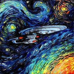 Starship Enterprise Star Trek Space Art Print van Gogh Never Boldly Went Art by Aja choose size and type of paper