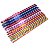 Luxbon 14 Sizes Multi-Coloured Aluminum 2mm-10mm Handle Crochet Hooks Knitting Knit Needles Weave Yarn Set