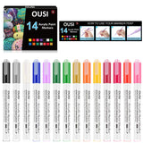 Acrylic Paint Marker Pens, OUSI 14 Paint Markers for Kids Adults Paint Pens for Rocks Painting Canvas Photo Album DIY Craft School Project Glass Ceramic Wood Metal Water Based Extra Fine Tip