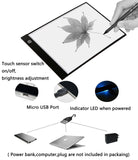A4 Ultra-Thin Portable LED Light Box Tracer USB Power Cable Dimmable Brightness Artcraft Tracing Light Pad Light Box Set (A4)