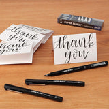 Creative Mark Calligraphy & Fineliner Pen Set Lettering Drawing Super Black, Permanent, Waterproof, Acid-Free Chisel Nylon-Nibs Pens & Medium Brush Tip - [Lettering & Calligraphy Set of 3]