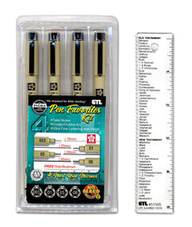 Pigma Micron Pen Favorites Kit #4 - Set of 4 (003/01/05/08), Black