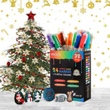 32 Colors Acrylic Paint Marker Pens- Include 10 Glitter Markers, for Rock Painting, Paper, Plastic, Ceramic, Glass, Wood, Metal, Canvas. Water Based, Acid Free Non Toxic, Quick Dry, Fine Tip