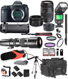 Canon EOS 6D Mark II with 50mm f/1.8 STM Prime + Tamron 70-300mm f/4-5.6 Di LD + 500mm Telephoto + 128GB Memory + Pro Battery Bundle + Power Grip + TTL Speed Light + Pro Filters,(25pc Bundle)