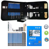 KONIBN 36pcs Drawing and Sketching Pencil Set Professional Drawing Kit in Zipper Carry Case, Sketch Pencils Set Includes Graphite Charcoal Sticks Tool Sketch book, Art Supplies for Adults Kids