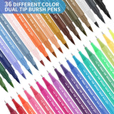 MyLifeUNIT Dual Tip Brush Pens, 36 Colors Fineliner Pens Set for Calligraphy, Drawing and Writing