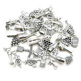 WOCRAFT 50pcs Craft Supplies Antique Silver Tasting Wine Grape Cocktail Glass Wine Opener Charms for Jewelry Making Findings Crafting Accessory for DIY Necklace Bracelet M307