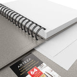 Arteza Watercolor Sketchbooks, 5.5x8.5-inch, 3-Pack, Gray Hardcover Journal, 96 Sheets, 140lb/300gsm Watercolor Paper Pad, Spiral Bound Book for Watercolor, Gouache, Acrylics, Pencils, Wet & Dry Media