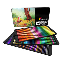120 Colored Pencils Set, Numbered, with Metal Box - 120 Coloring Pencils for Adult Coloring Books - Colored Pencils for Adults and for Kids, Gift for Artists - Color Pencil Set, School Art Supplies