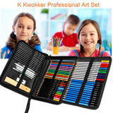 K Kwokker 71 Art Supplies 5 Type Pencils Sketching Drawing Painting Coloring Pencil, Charcoal/Graphite/Watercolor/Metallic/Colored, Blender Stumps, Eraser, School Supply Professional Sketch Marker Kit