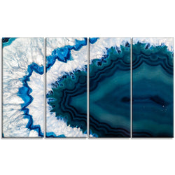 Design Art PT14377-48-28-4P Blue Brazilian Geode - Abstract Canvas Wall Art Print, 48x28-4 Equal Panels