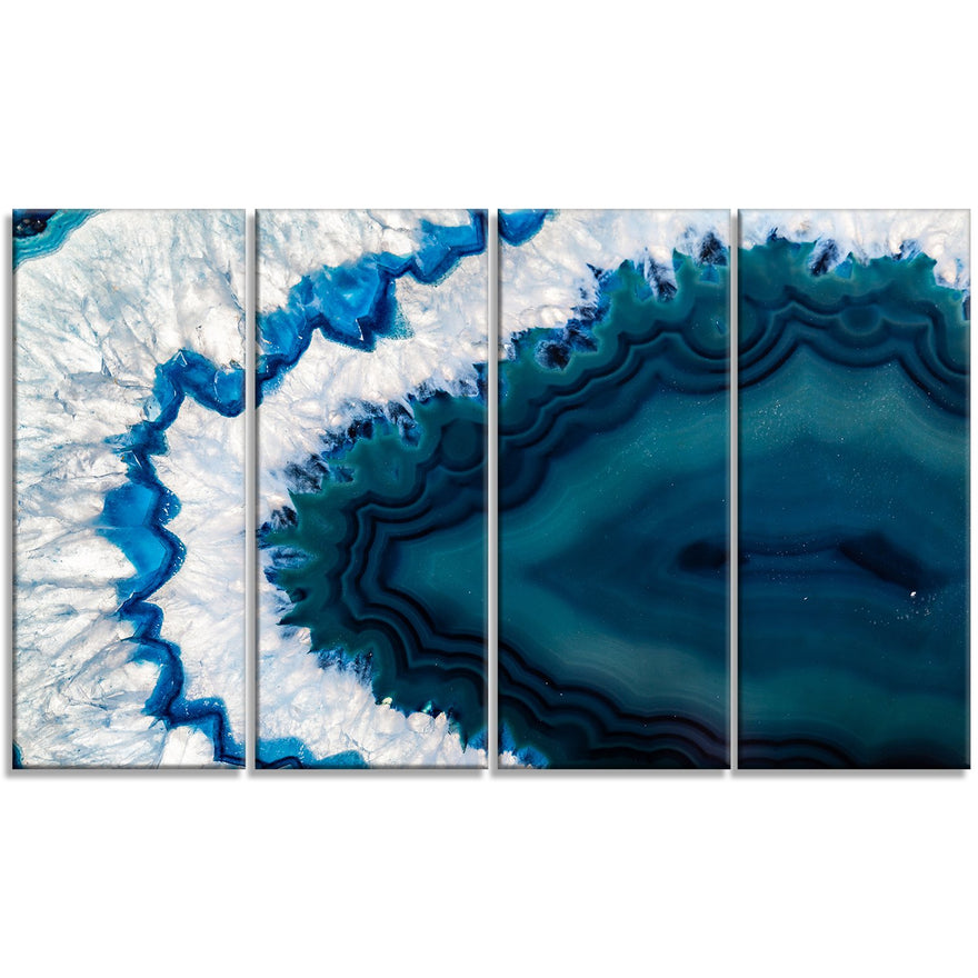 Design Art PT14377-48-28-4P Blue Brazilian Geode - Abstract Canvas Wall Art Print, 48x28-4 Equal Panels