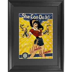 Wonder Woman She Can Do It 3D Poster Wall Art Decor Framed Print | 14.5x18.5 | Lenticular Posters & Pictures | Memorabilia Gifts for Guys & Girls Bedroom | DC Comic Book Classic Hero Movie Fan Picture